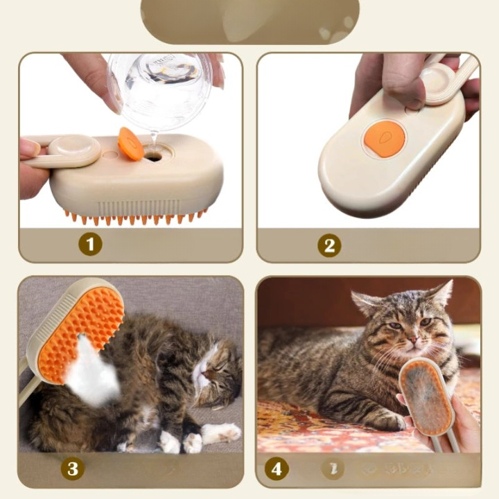 Brosse à vapeur 3 en 1 pour animaux