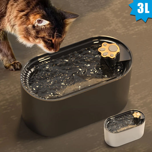 Fontaine à eau pour animaux – Distributeur d'eau intelligent Buvette électrique USB silencieuse pour chat, 3L, avec lumière LED Abreuvoir automatique ultra-silencieux pour animaux